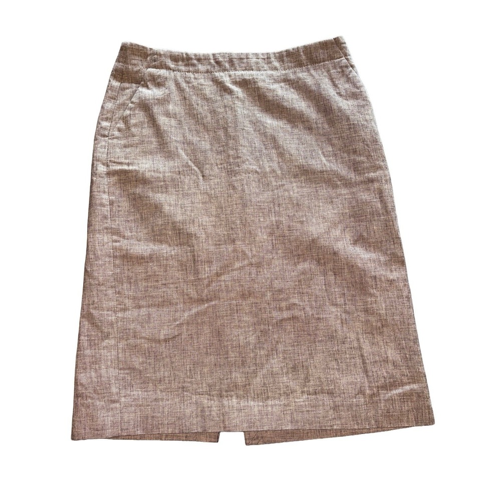 Banana Repulic Pencil Skirt Size 8 Brown White Woven Blend Rear Slit Career - Picture 1 of 11